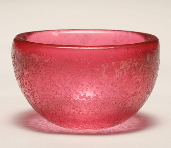 Appraisal: Carlo Scarpa for Venini corroso glass bowl Circular acid stamp