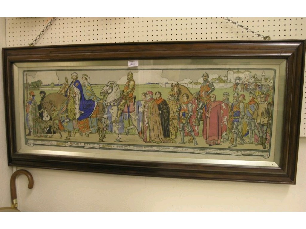 Appraisal: A long coloured lithograph scene from a medieval theatrical procession