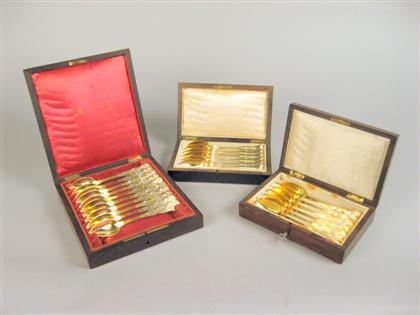 Appraisal: Group of French silver gilt demitasse spoons In three boxed