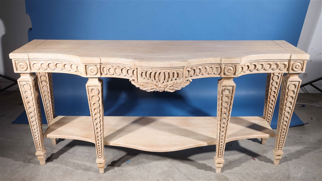 Appraisal: Carved wooden console table overall good condition H x W