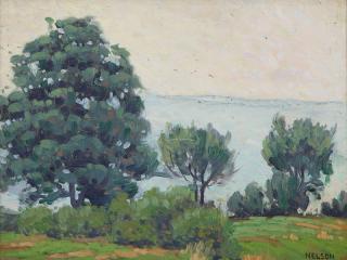 Appraisal: Bruce Nelson ''Morning Light'' trees by the coast signed lower