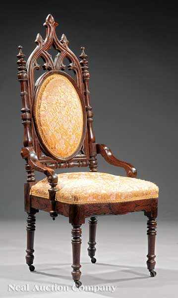 Appraisal: An American Gothic Rosewood Grained Hall Chair mid- th c