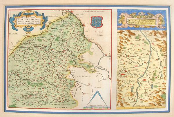 Appraisal: Map--France Ortelius Abraham Regionis Biturigum Exactiss Antwerp c Copper-engraved map