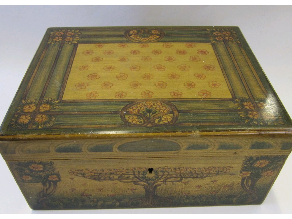 Appraisal: Early th century lady artist decorated box with ink and