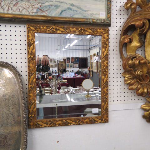 Appraisal: Mirror beveled glass in gold leaf berry frame x overall