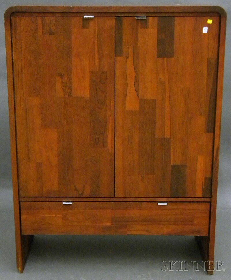 Appraisal: HU Vallieres Modern Rosewood Veneer Two-door Wardrobe Quebec Canada with