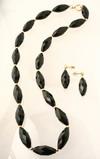 Appraisal: NECKLACE SET - Victorian faceted black onyx elliptical shape beads