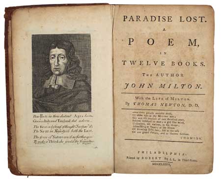 Appraisal: EARLY AMERICAN IMPRINT Milton John Paradise Lost A Poem in