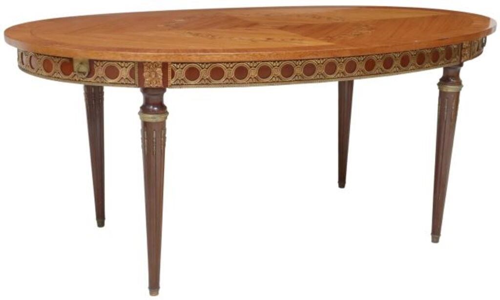 Appraisal: French Louis XVI style marquetry draw-leaf table late th c