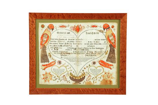 Appraisal: FRAKTUR BY FRIEDERICH KREBS PENNSYLVANIA ACT - Berks County Pennsylvania