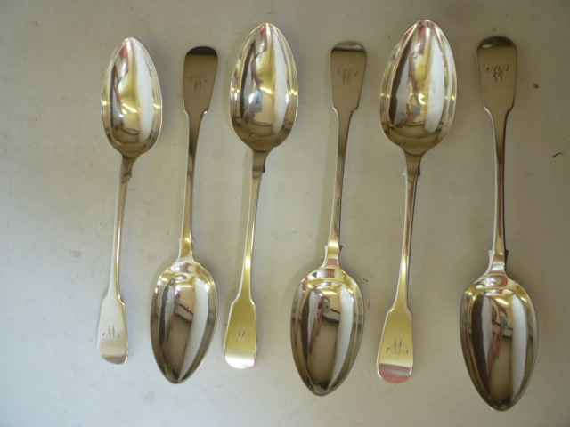 Appraisal: A SET OF SIX GEORGE III TABLESPOONS maker Christian and