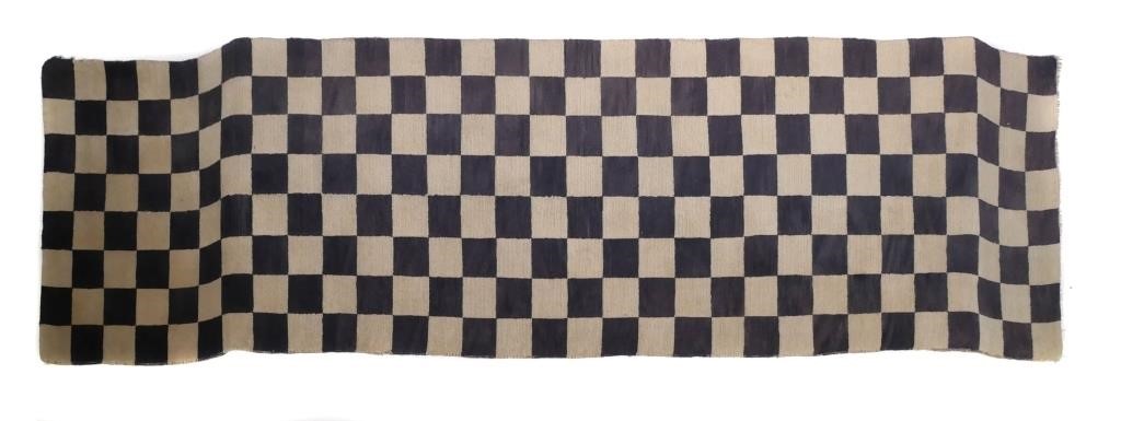 Appraisal: TIBETAN CHECKERBOARD RUG EARLY TH CENTURYAntique Tibetan checkerboard rug Made