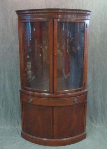 Appraisal: Georgian Style Mahogany Crown Glass Corner Cabinet with String Inlay