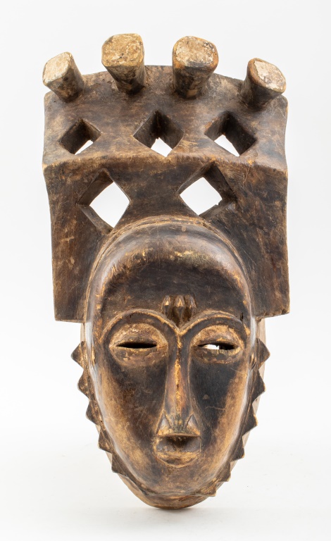 Appraisal: AFRICAN BAULE TRIBAL PORTRAIT MASK 'MBLO' African Baule tribal portrait