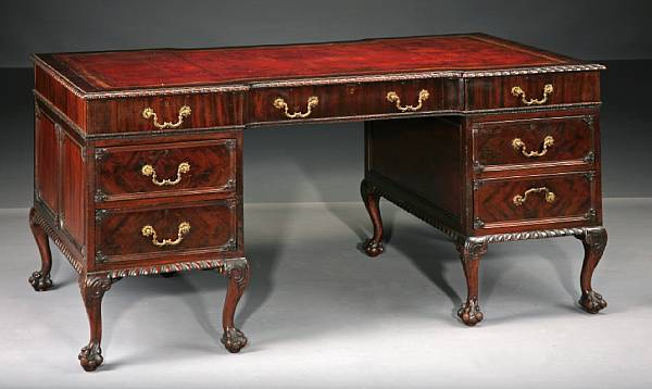 Appraisal: A George II style mahogany desk stamped Gillows second quarter