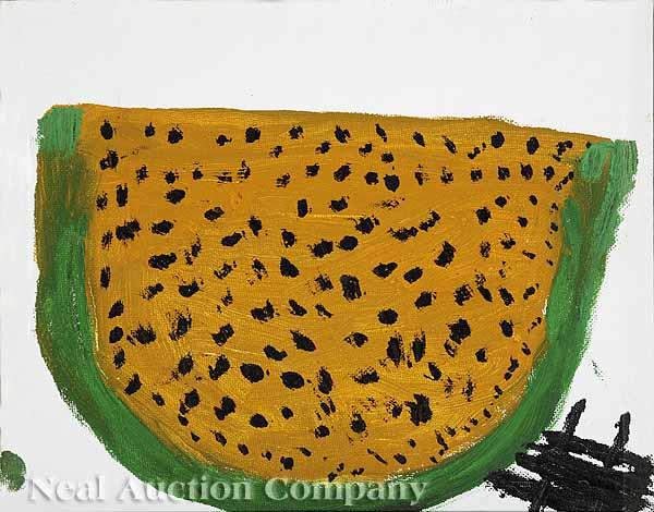 Appraisal: Clementine Hunter American Louisiana - Watermelon oil on board monogrammed