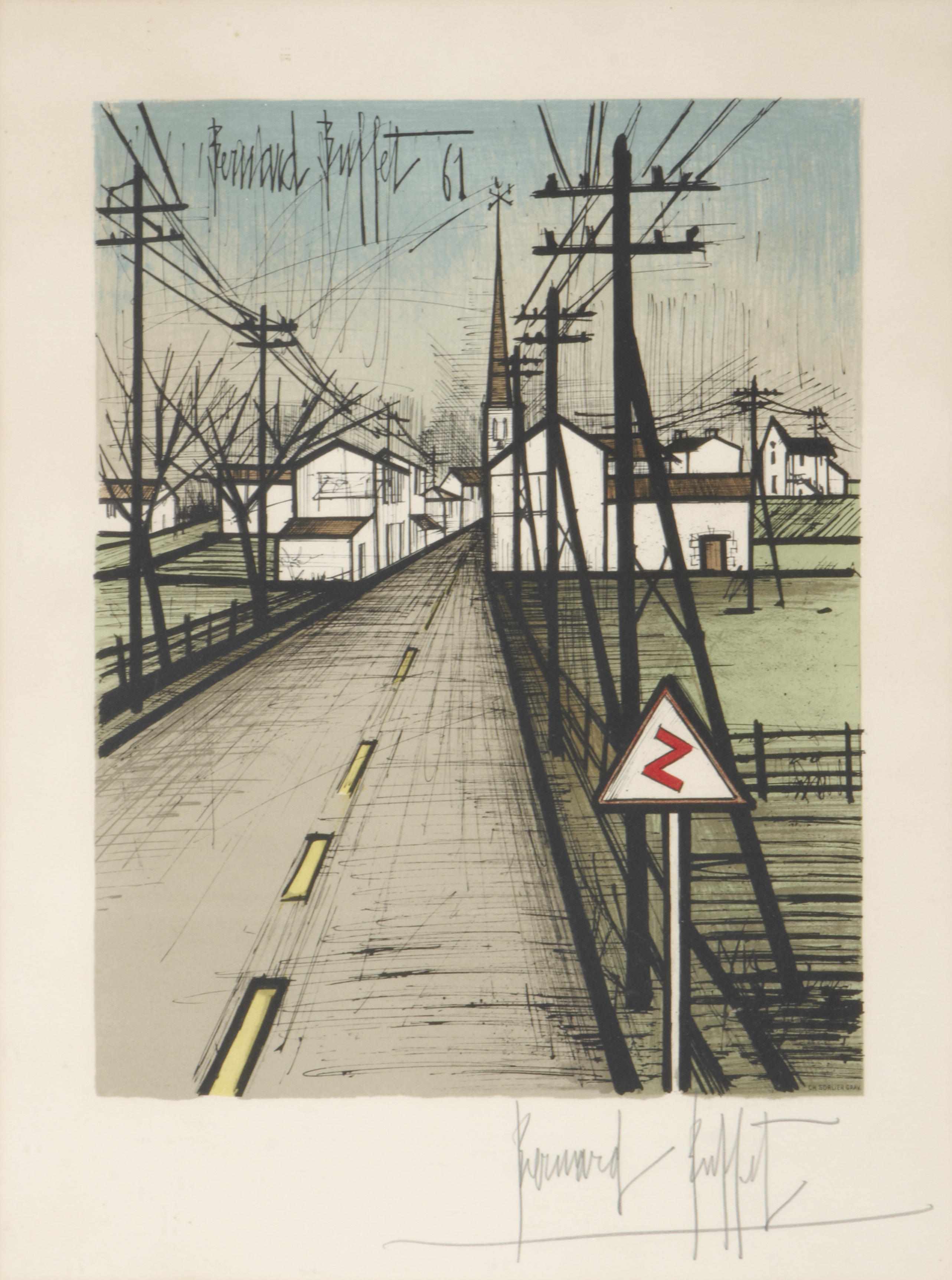 Appraisal: Bernard Buffet French - Affiche d'Exposition-La Route S Lithograph in