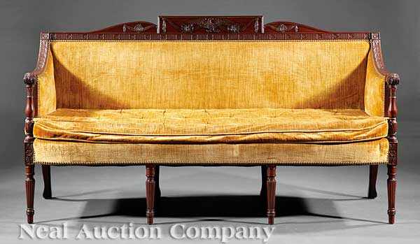 Appraisal: A Federal-Style Carved Mahogany Sofa early th c in the