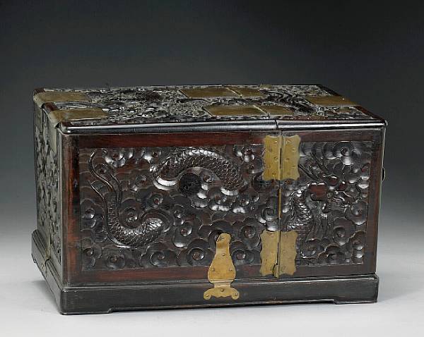 Appraisal: A carved rosewood vanity box Late Qing Republic Period Its