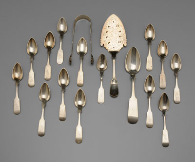 Appraisal: Southern Coin Silver Flatware Georgia th century pieces including Clark