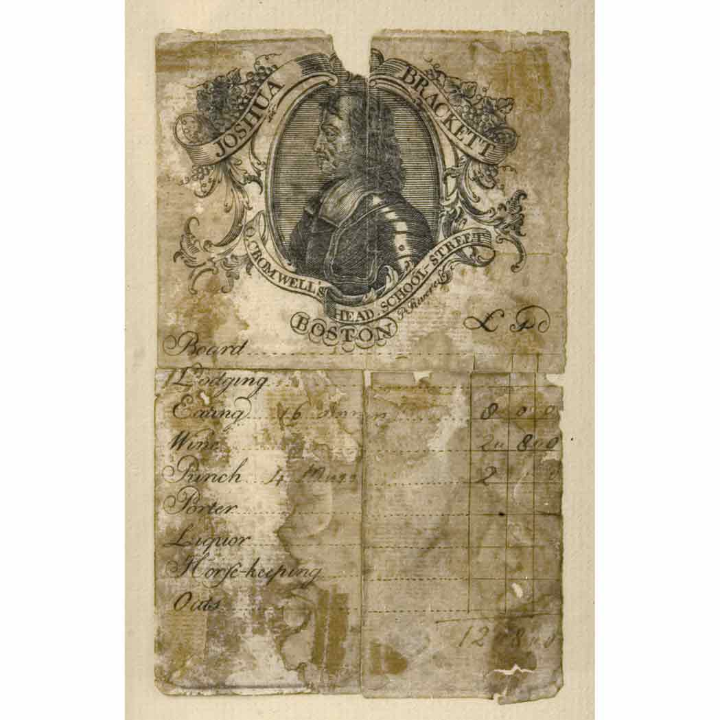 Appraisal: REVERE PAUL Trade card for Joshua Brackett's Cromwell Head Inn