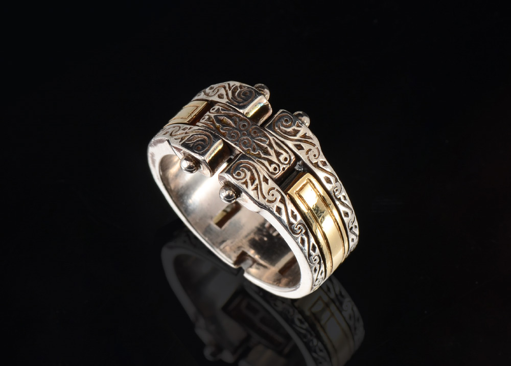 Appraisal: KONSTANTINO STERLING AND K GOLD BAND RING Gents or ladies