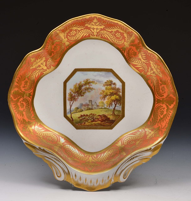 Appraisal: Derby shell dishcirca probably painted by Brewer decorated in polychrome