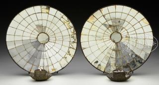 Appraisal: PAIR OF CONICAL MIRRORED CANDLE SCONCES First third th century