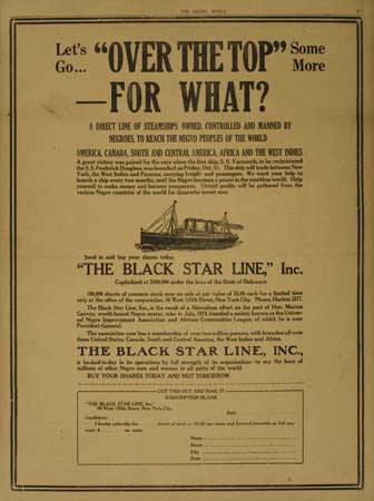 Appraisal: A SCARCE BLACK STAR LINE BROADSIDE GARVEY MARCUS Let's Go