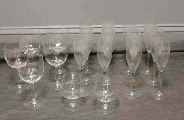 Appraisal: Piece of Baccarat Stemware Lot includes Baccarat ''Optic'' wine glasses