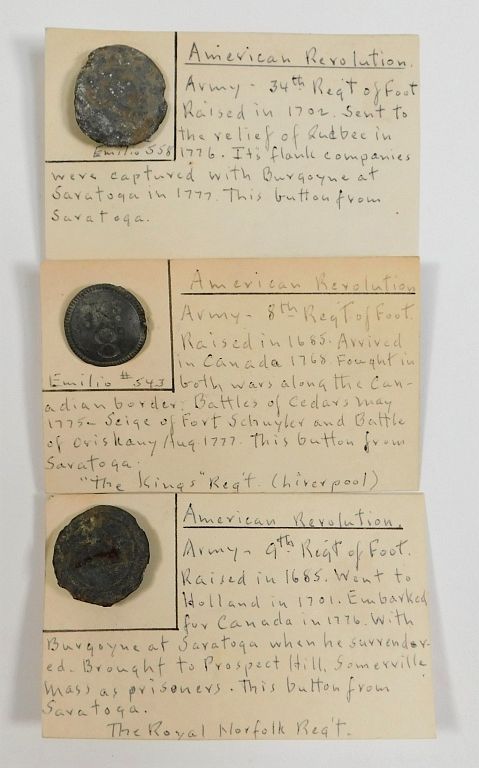 Appraisal: Three British Regimental Buttons England C - A coat-size th