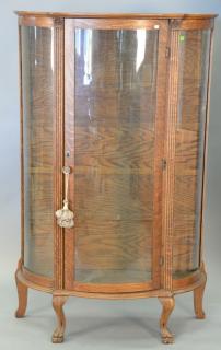 Appraisal: Victorian oak bow glass china cabinet ht in wd in