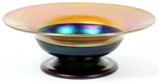 Appraisal: GOLD BLUE FAVRILE STYLE GLASS BOWL GOLD BLUE FAVRILE STYLE