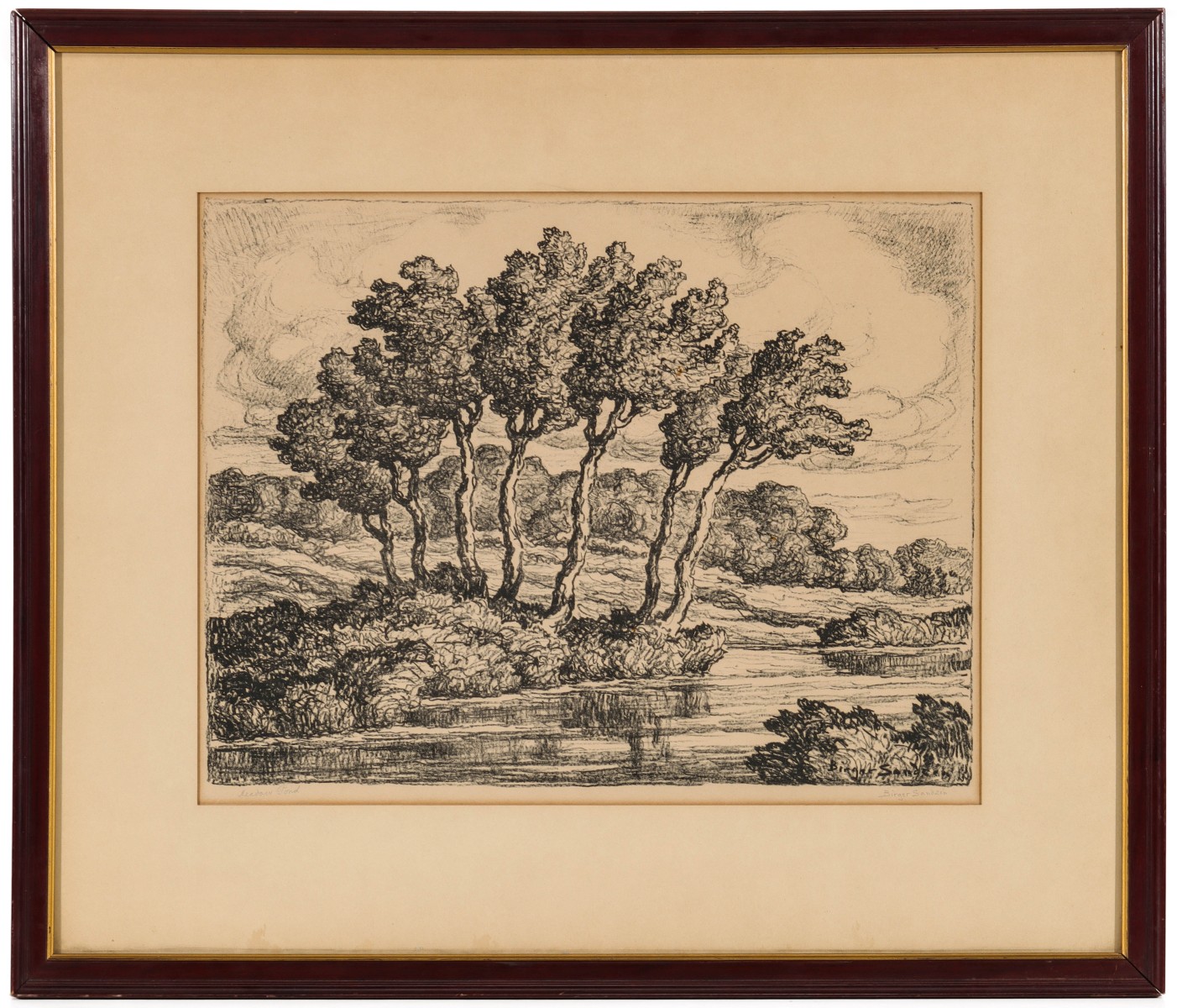 Appraisal: BIRGER SANDZEN - PENCIL SIGNED LITHOBirger Sandzen - Meadow Pond