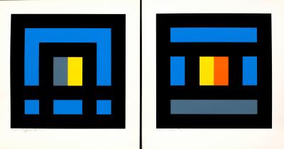 Appraisal: Ian Tyson born Square Colourblocks in black blue yellow and