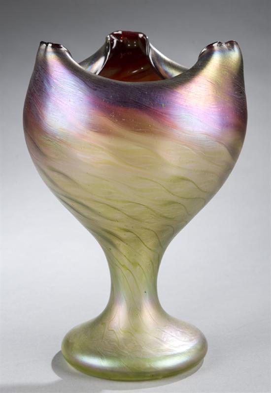 Appraisal: Austrian Handblown Loetz style art glass iridescent vase c With