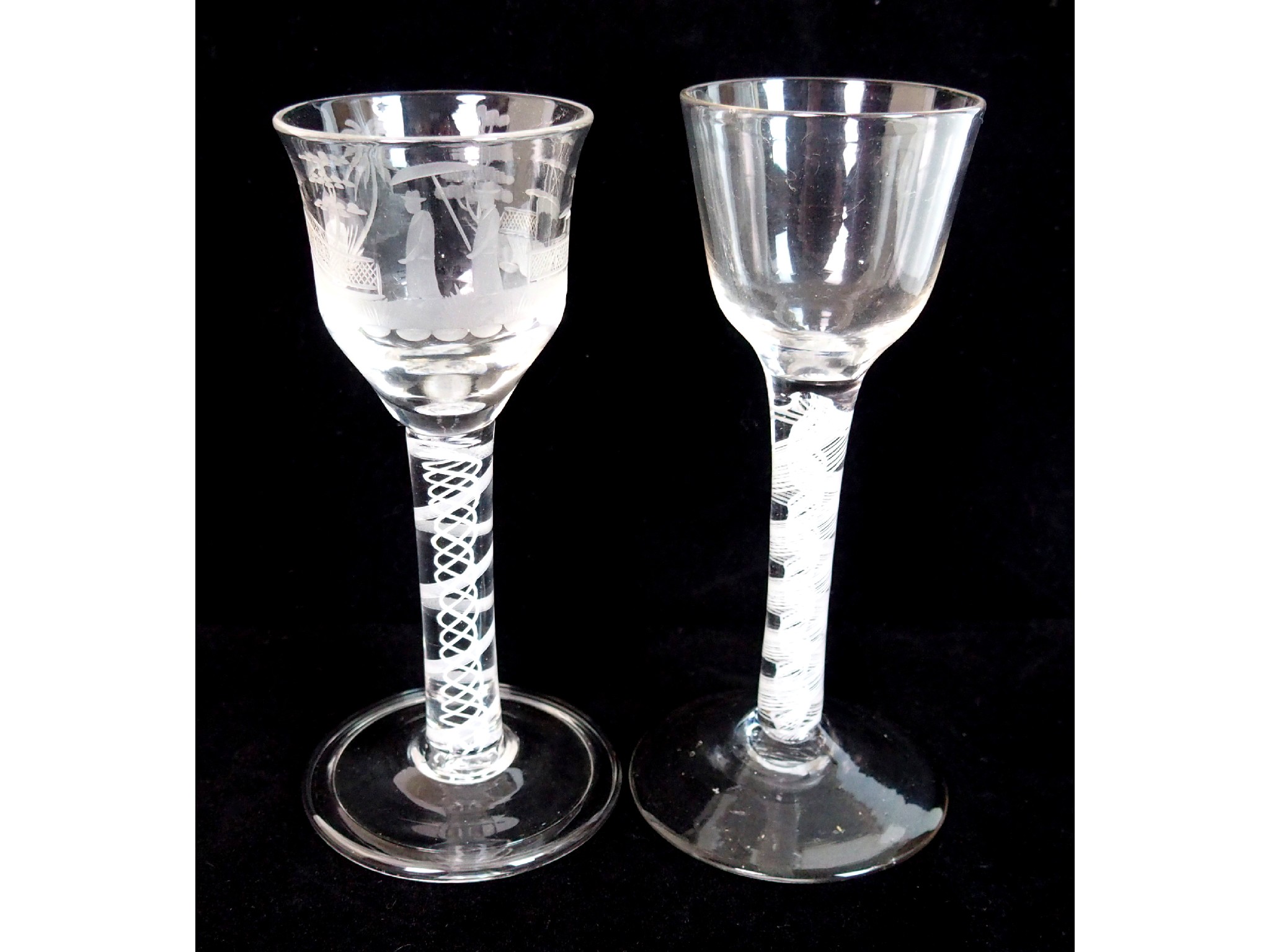 Appraisal: An th Century opaque twist wine glassmulti-series opaque twist stem