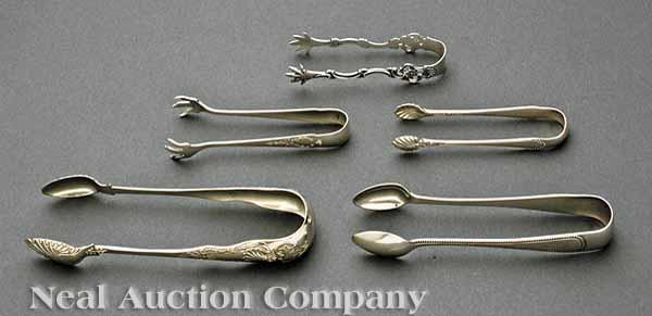 Appraisal: A Group of Silver Sugar Tongs including Joseph Rodgers Sheffield