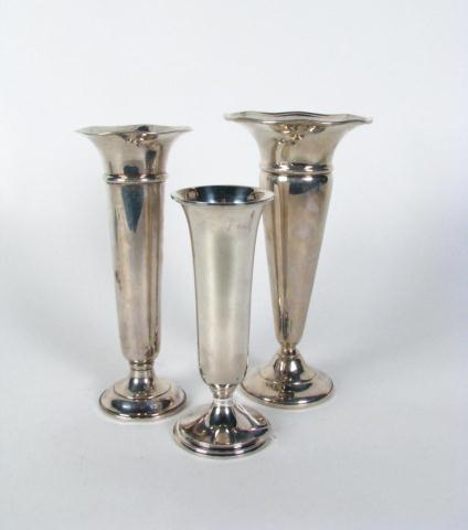 Appraisal: Three Sterling Silver Bud Vases including '' S Kirk Son