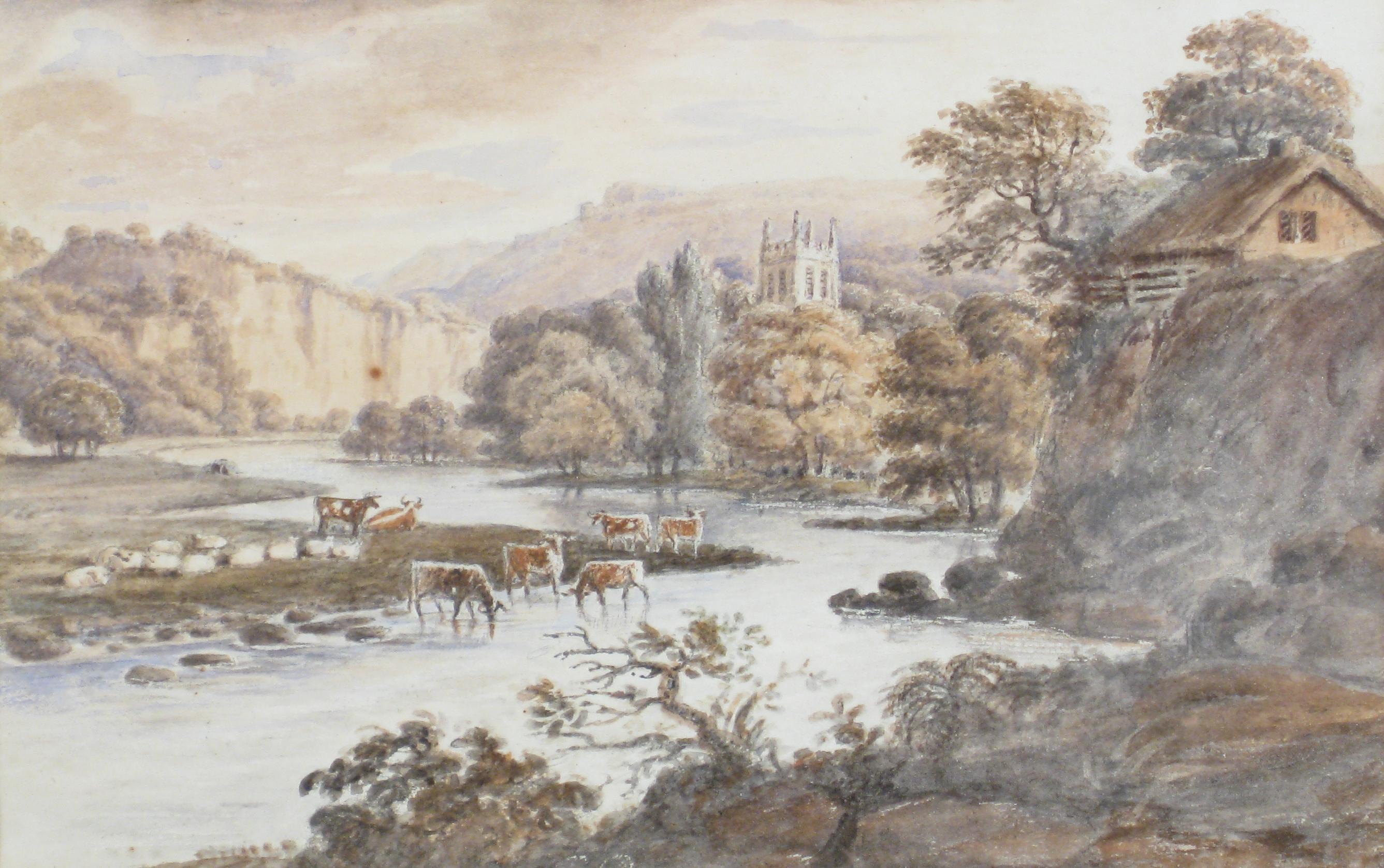 Appraisal: WILLIAM BUSFEILD OF UPWOOD YORKSHIRE A river landscape with cattle