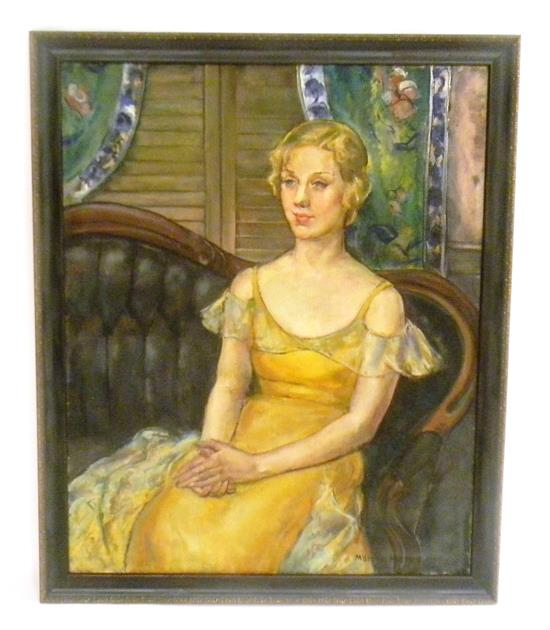 Appraisal: Marion Huse American - Yellow Frock oil on canvas signed