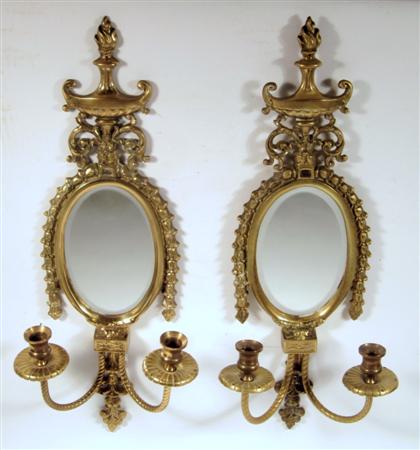 Appraisal: Pair of Louis XV style gilt metal and luster wall