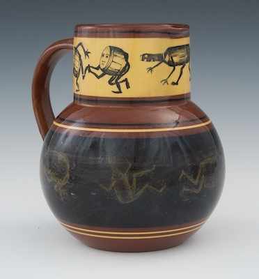 Appraisal: An Unusual Glazed Pottery Pitcher Apprx - H the brown