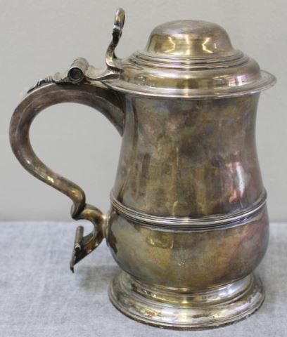 Appraisal: STERLING Antique th C English Silver Tankard With London city