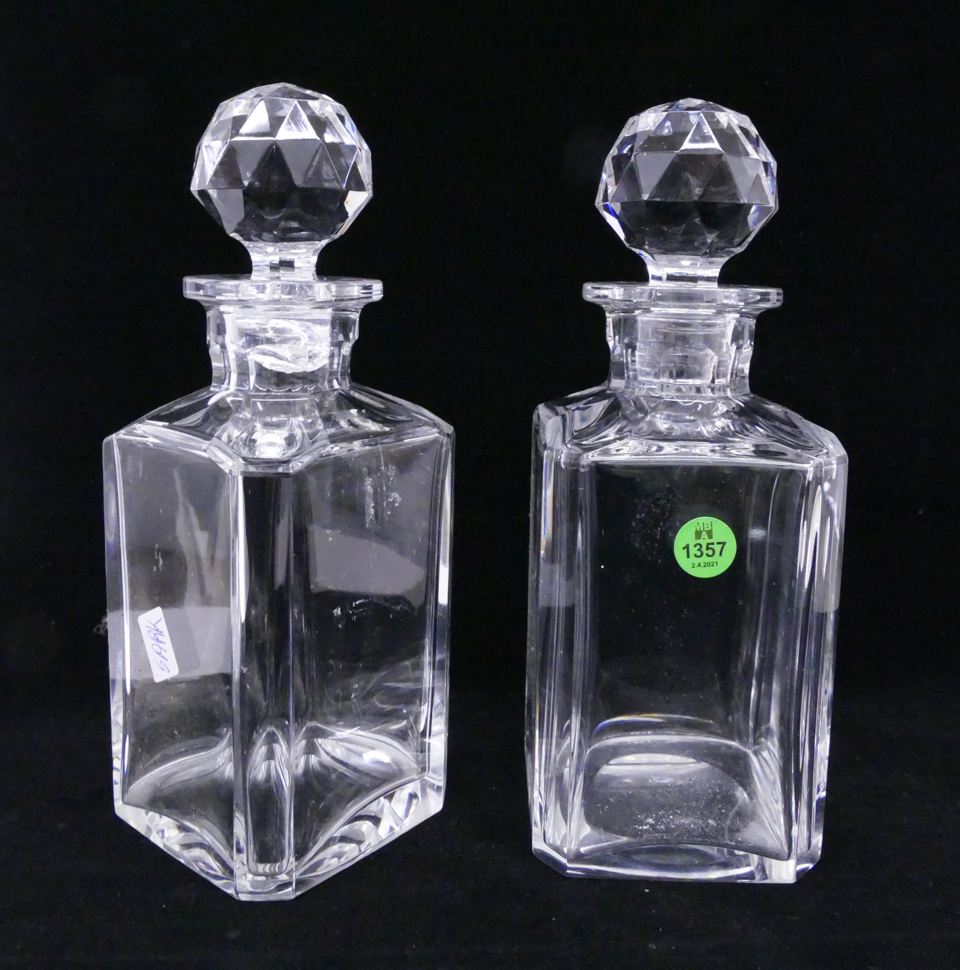 Appraisal: Pair Val St Lambert Crystal Decanters- ''- one w AS