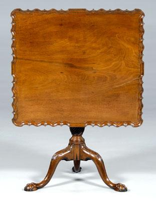 Appraisal: Chippendale carved mahogany tea table rectangular single-board tilting mahogany dished