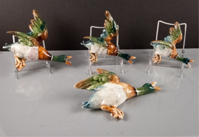 Appraisal: Four Flying Mallard Duck Wall Pockets Dux Porcelain manufactory Czechoslovakia