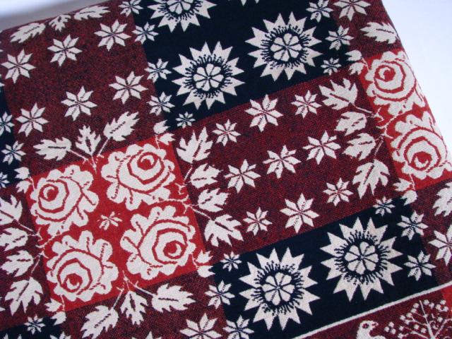 Appraisal: Antique red white and blue jacquard coverlet no signature block