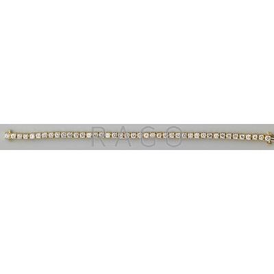 Appraisal: DIAMOND K YELLOW GOLD TENNIS BRACELET round brilliant cut diamonds