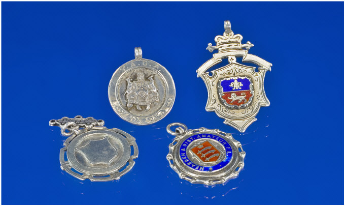 Appraisal: Four Silver Fobs Awards All fully hallmarked